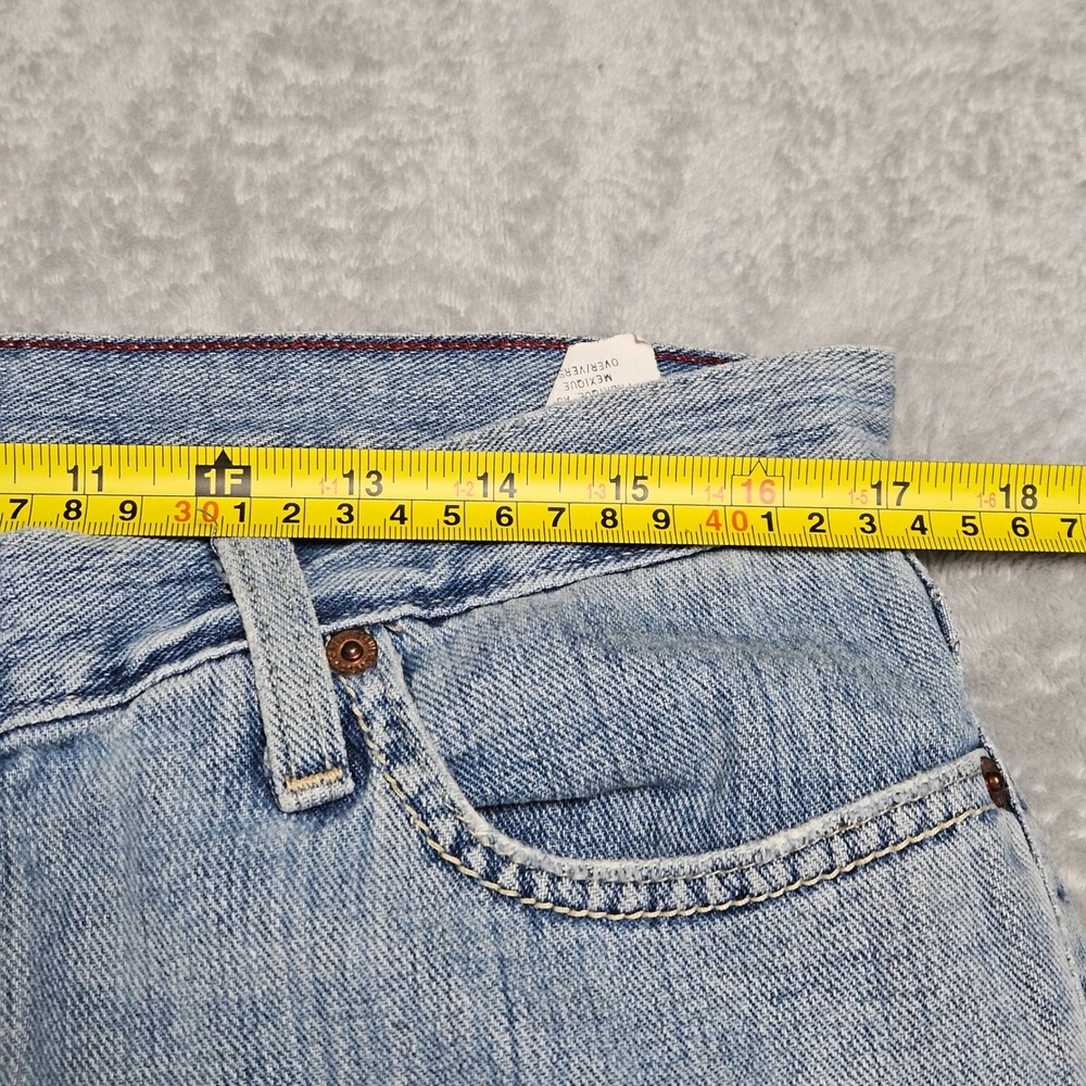 VTG American Eagle Women Jeans 12 Short Light Wash Bell Flare Hipster Fit FLAW - Picture 15 of 15